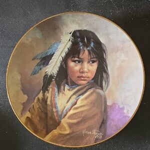 Decorative Ceramic Plate with Native American Art